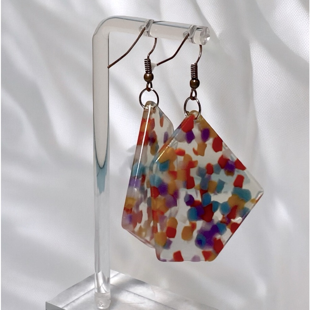Vintage Irregular Colorful Square Candy Designed Women Earrings